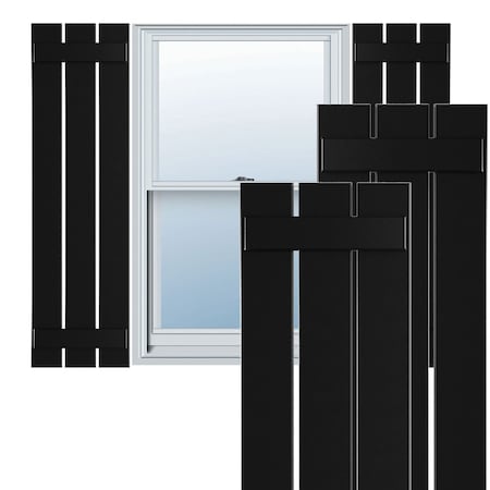 True Fit PVC Three Board Spaced Board-n-Batten Shutters, Black , 17 1/8W X 59H